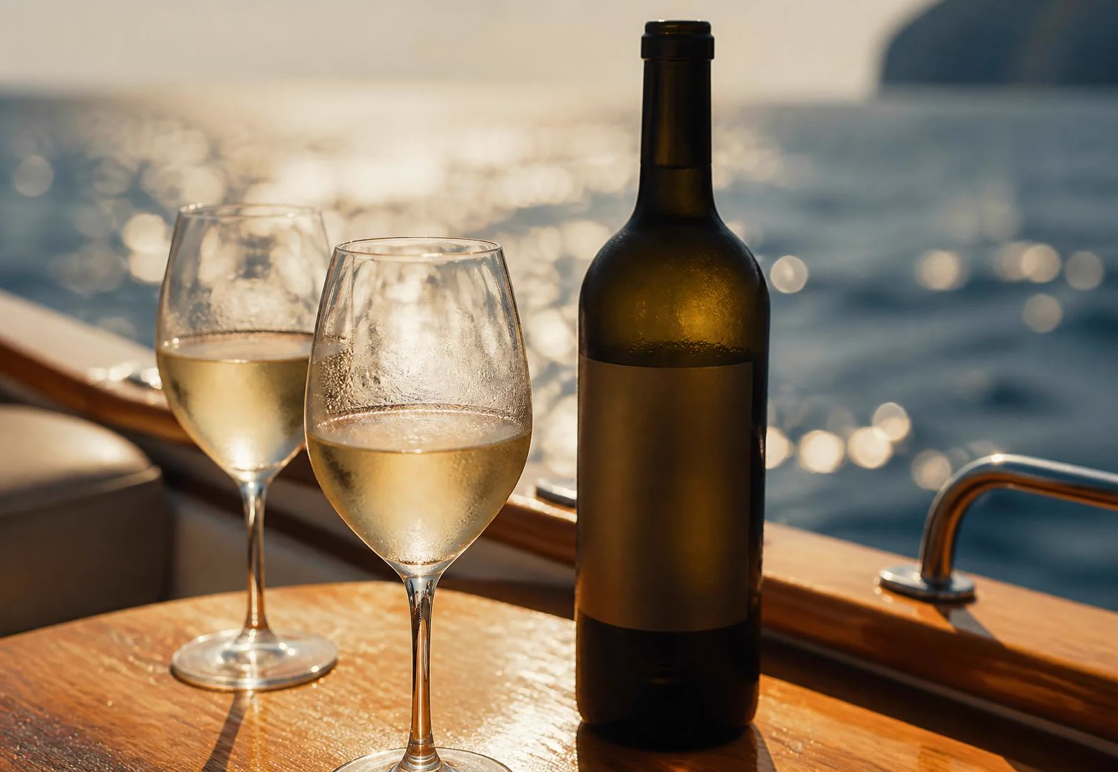 Dalmatinsko bijelo vino posluženo na brodu